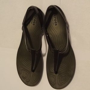 CROCS Sandals,  black Isabella t-strap women's size 8